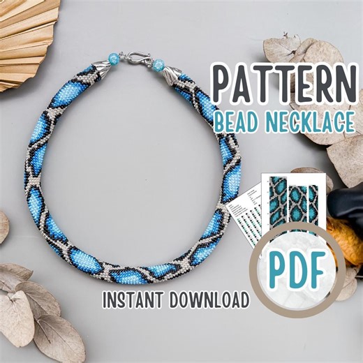PDF Ice Blue Snake Bead Crochet Necklace Pattern, Seed Bead Rope Jewelry Making Tutorial, Reptile Design Craft for Adults - Etsy