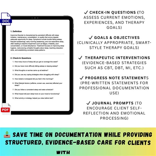 Insomnia Disorder Treatment Planner Therapists Counseling Mental Health Goals CBT Interventions Sleep Hygiene Progress Notes Journal Prompts - Etsy UK