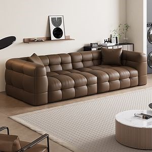 [Hot Item] New Design Antique Sofas European Style Genuine Leather Brown Classic Sofa Set
