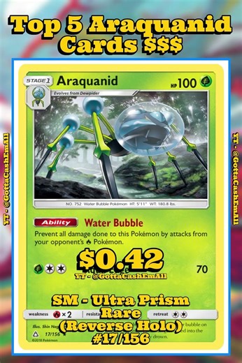 Top 5 RAREST Araquanid Pokémon Cards! 🕷️💧 #pokemon #top5 #tcg #pokémon #pokemoncards #pokemontcg