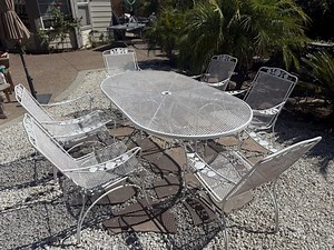 Vintage Wrought Iron Patio Set by Russell Woodard, Made of Wrought Iron, Table & 6 Chantilly Rose Armchairs, Rare to Find, MCM, Made in USA - Etsy