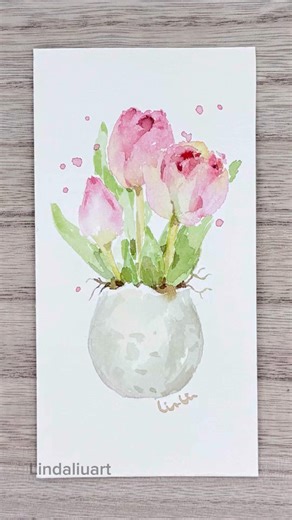 How to paint easy tulips in watercolor step by step #art #floraart #drawing