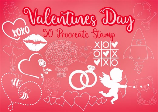 Valentine’s Day Procreate Stamps - Etsy