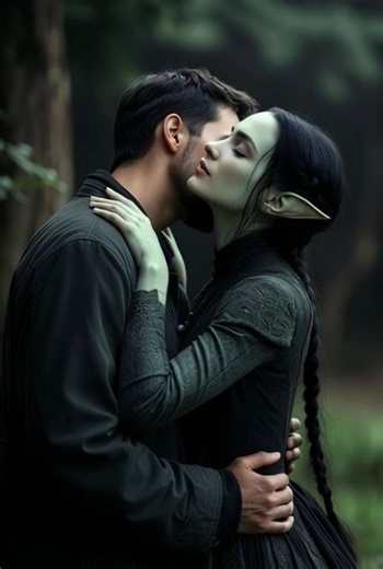 Green-Skinned Elf Woman and Her Human Love 🌙 Forest Romance