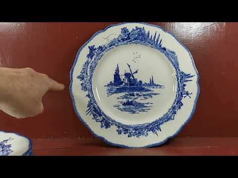 Royal Doulton Blue and White China Norfolk D6294 Round 10-3/8th-inch Dinner Plate