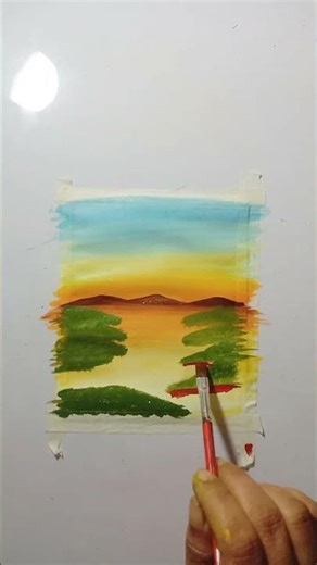 Sunset Nature Painting ✨🌿 | Acrylic Scenery Art