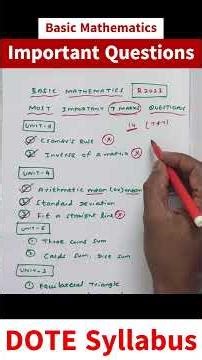 Board Examinations Important Questions | R2023 Basic Mathematics |DOTE #shorts #saravanakumarmaths