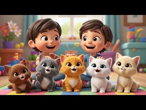 Five Little Kitten Babies Meow Meow Meow | Cute Cat Song & Nursery Rhymes