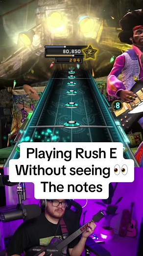 Playing Rush E Without Seeing - Guitar Hero Challenge