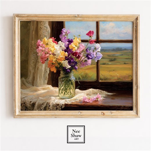 Sweet Pea Bouquet Printable – Vintage Still-life, Cottagecore Art (digital Download) - Etsy