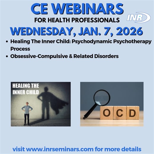 Here are the upcoming CE Webinars for Health Professionals. To register go to https://links.inrseminars.com/Facebook #continuingeducation #HealthcareProfessionals #lifelonglearning #HealthcareInnovation #evidencebasedpractice #medicalknowledge | INR Seminars