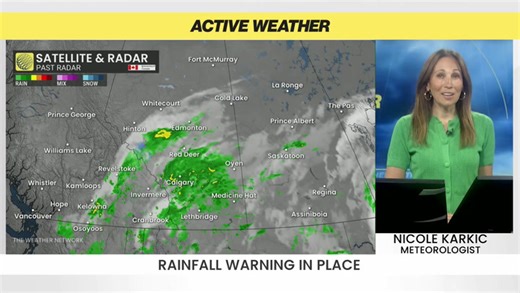 Heavy rain continues in Alberta with warning in place