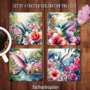 Hummingbird Square Coaster Sublimation Design, Tropical Flower Coasters PNG, Tropical Bird Design Digital Download, DIY Home Decor Templates - Etsy