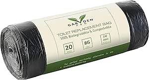 Portable Toilet Replacement Bags | 20 Liners, 8 Gallon 100% Compostable for Camping | OK Compost Home Certified, Plastic Free