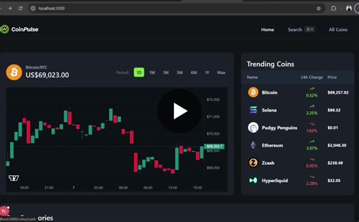 Built CoinPulse Crypto Market Analytics Website with Next.js and TradingView API | Sankalp Pradhan posted on the topic | LinkedIn