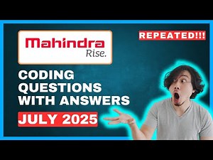 4th July Full Repeated😎 | Mahindra Rise Assessment 2025 || Mahindra Rise Coding Questions 2025