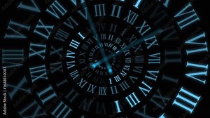 Roman numerals clock that expresses the rapidly passing time and hours. Speed over time