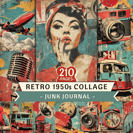 1950s Retro Collage Junk Journal, Vintage Ephemera (digital Download) - Etsy