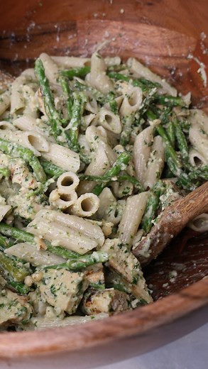 Katie McLendon on Instagram: "Protein Pesto Pasta With Grilled Chicken & Asparagus 🍋🌿 ‼️ Like this reel & comment “PESTO” for a link to the full written recipe, where you can easily screenshot, print, pin, etc. 🤗 Healthy Protein Pesto Pasta With Grilled Chicken & Asparagus 🍋🌿 https://cookingkatielady.com/recipe/protein-pesto-pasta-with-chicken-asparagus/ 🌿This Protein Pesto Pasta is a family staple! It is veggie & protein loaded and bursting with flavor! Try making this with my homemade pe