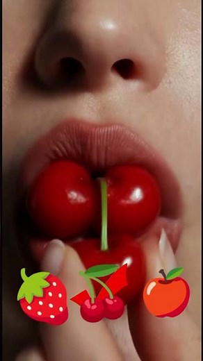 🍓🍒🍎 Red Emoji Food Challenge ASMR Mukbang | Satisfying Eating Sounds #asmr #crunchy #eating
