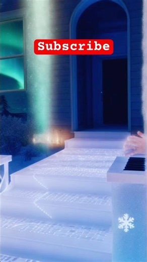 AI Elsa ice outside staircase