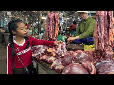 Market show: Chef Pich buy beef meat to make Cambodian's braised beef - Cooking with Sreypich