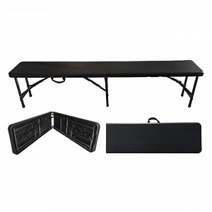 [Hot Item] Plastic Outdoor Garden Rectangular Rattan Folding Garden Table Sets with Black Rattan Design