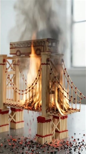 Matchstick Bridge Test with Bus 🚍🔥 | Will It Survive or Collapse? 😱