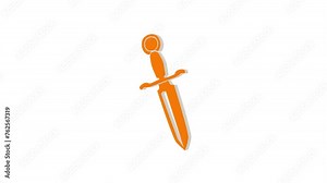 3d dagger logo icon loopable rotated brown color animation white background Stock Video