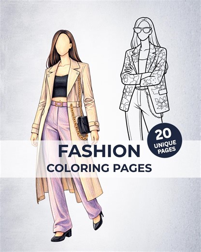 Fashion Coloring Pages – 20 Casual Outfit Illustrations, Printable Style Coloring Book for Adults & Teens - Etsy