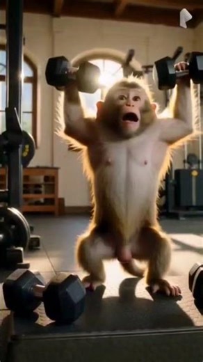 When Monkey Tries to Lift Weights 🐒💪🏽😆 #shorts #shortsfeed #trending #monkey