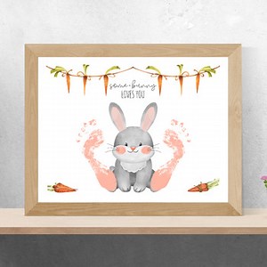 Some Bunny Loves You Footprint Craft, Easter Rabbit Keepsake Art