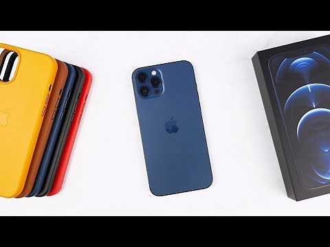 BLUE iPhone 12 Pro Max with ALL Apple Leather Cases!