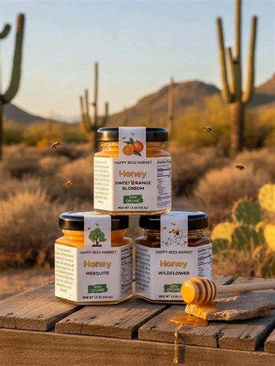 Golden, raw, and straight from Arizona 🍯 Small-batch honey made the way nature intended — pure, unfiltered, and full of flavor. Which one would you try first? #HappyBeesMarket #ArizonaHoney #RawHoney #SmallBatch #HoneyTok