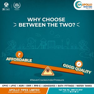 APL Apollo Water Tank is the force that not only protects your water from harmful environmental conditions but also makes sure that your water stays cool and pure. https://www.apollopipes.com/water-tanks #NeverCracksUnderPressure #APLApollo #APLApolloWaterTanks #ApolloWaterTank #WaterTanks #WaterTank #Tanks #MadeForLife #WaterSolutions #WaterStorage #Affordable #GoodQuality | Apollo Pipes Limited