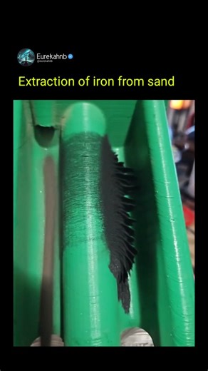 Eureka HN B 0 on Instagram: "Using magnetic fields to separate magnetic iron minerals (like magnetite) from non-magnetic sand (quartz), typically through industrial drum or high-intensity separators, which leverages iron's magnetic properties to create iron-rich concentrates for further processing, often requiring multiple stages and specific field strengths for optimal purity."