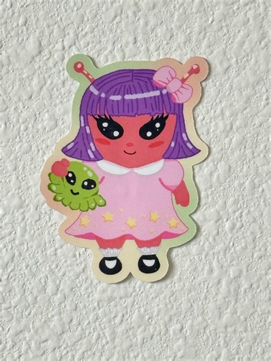 Little Alien Girl Die Cut Sticker - Etsy