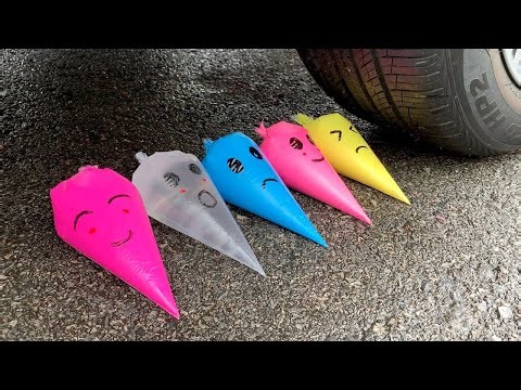 Car vs Giant Slime Balls With Crushing Soft Crunchy Things & Experiment Car Coca-Cola, Sprite, Fanta