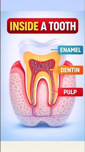 What's Inside a Tooth🦷? Enamel, Dentin & Pulp #shorts #toothanatomy #viral