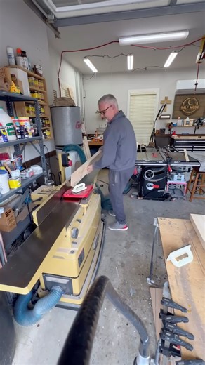 Powermatic on Instagram: "@halfmoonwoodworks is getting after it on that #powermaticjointer #powermaticwoodworking • Squaring up some 8/4 to start a new twin size bed swing! #jointer #powermatic #tablesaw #sawstop #woodwork #halfmoonwoodworks"