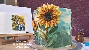 Sunflower 🌻 🌻 🌻 Stay home with me (11) As I promise to show how to paint the sunflowers 🥰🥰 American buttercream, that I used for this work, try to paint with the different shades of yellow for making it look more dimension. And I guess pollen is a good part for fun!! 🤣🤣 👉my dear member of the online group. The full video bonus these flowers will update soon in our class... 👉👉If you love to join my online group please email for a special price🥰 👉butter8blossoms@gmail.com | Butter & bl