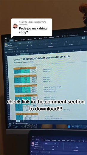 Replying to @.222seasaltlatte FREE excel file for singly reinforced beam design. #structuralengineering #civilengineering #excel #fyp