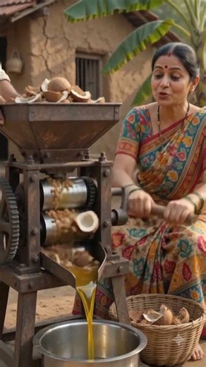 🥥 Amazing Coconut OilMaking Machine | TraditionalVillage Innovation#shorts#CoconutOil #OilExtraction