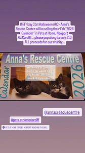 On Friday 31st Halloween ARC - Anna's Rescue Centre will be selling their Fab "2026 Calender" in Pets at Home, Newport Rd,Cardiff ...please pop along its only £10 ALL proceeds for our charity... | ARC - Anna's Rescue Centre