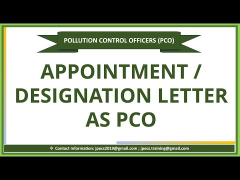 APPOINTMENT OR DESIGNATION LETTER AS POLLUTION CONTROL OFFICER