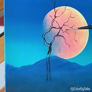 10M views · 190K reactions | The last few weeks, I’ve seen the moon shine bright and big so I was inspired to make a painting of it. Watch to the end to see it on the wall  Check out my free ebook of how I blend/work with acrylics  https://colorbyfeliks.mykajabi.com/free-ebook All the materials I use are available here  https://colorbyfeliks.com/collections/artsupplies | Feliks K | Facebook