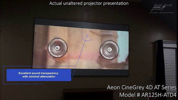 Elite Screens Aeon CineGrey 4D Acoustically Transparent, 125" Diag. 16:9, 4K/8K Ceiling Ambient Light Rejecting (CLR/ALR) Fixed Frame Edge Free Sound Transparent Projector Screen, AR125H-ATD4