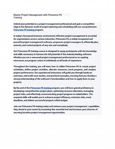 Master Project Management with Primavera P6 Training - SlideServe