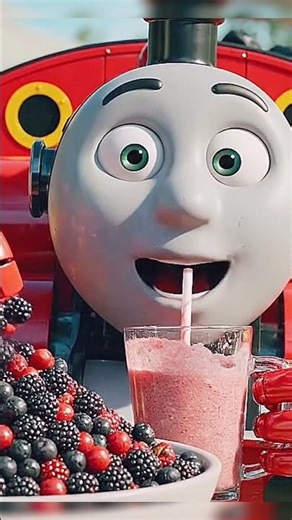 James the Red Engine Goes Wild with Berry Juice Overload!