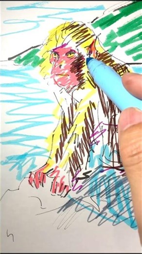 🎧 ASMR Drawing A Japanese macaque with Satisfying Marker Sounds (No Talking Art) #41days